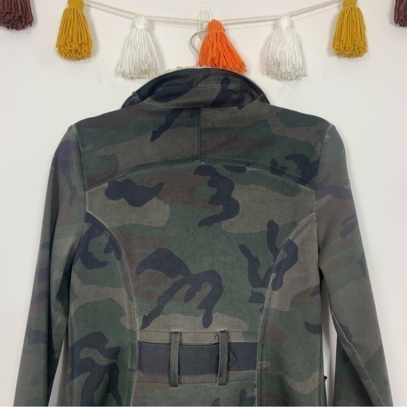Anthropologie Marrakech Sherpa Collar Green Camo Moto Jacket Size Small - Picture 10 of 15